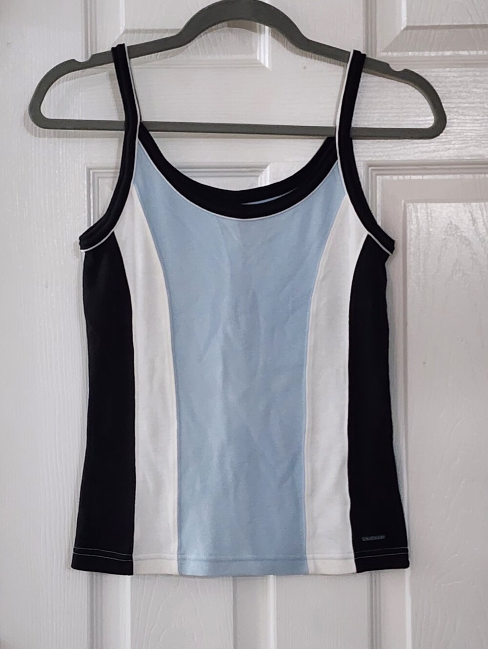 Vintage Y2K Unionbay Colorblock Tank Top Light Blue Black White Size Medium